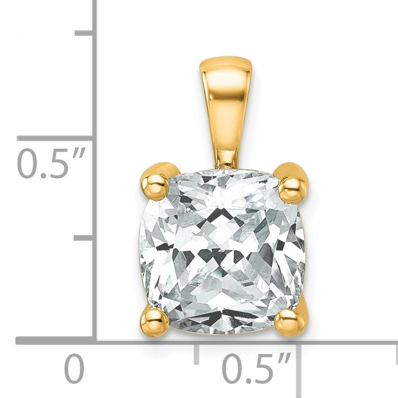 14K Gelbgold Anhänger mit 5 ct. zertifiziertem, laborgezüchtetem Diamant im Kissenschliff, VS/SI+ G+, Vier-Krappen-Fassung