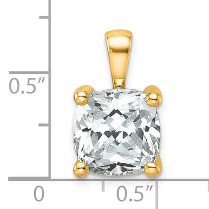 14K Gelbgold Anhänger mit 5 ct. zertifiziertem, laborgezüchtetem Diamant im Kissenschliff, VS/SI+ G+, Vier-Krappen-Fassung