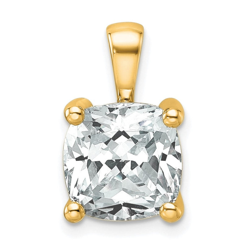 14K Gelbgold Anhänger mit 5 ct. zertifiziertem, laborgezüchtetem Diamant im Kissenschliff, VS/SI+ G+, Vier-Krappen-Fassung