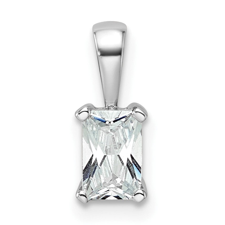 14K Weißgold 0,5 ct. Radiant-Anhänger mit Labordiamant VS/SI+ G+ in Vierkrappenfassung
