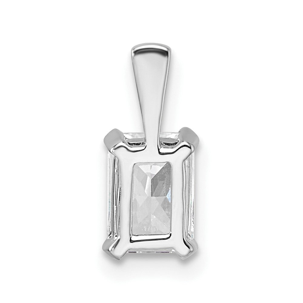 14K Weißgold Anhänger mit 0,75 ct. zertifiziertem, im Labor gezüchtetem Diamant im Radiant-Schliff, VS/SI+ G+, komplett mit Vier-Krappen-Fassung