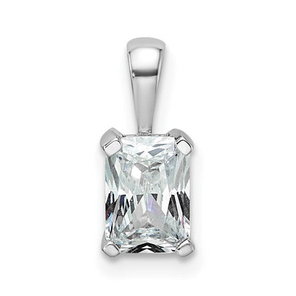 14K Weißgold Anhänger mit 0,75 ct. zertifiziertem, im Labor gezüchtetem Diamant im Radiant-Schliff, VS/SI+ G+, komplett mit Vier-Krappen-Fassung