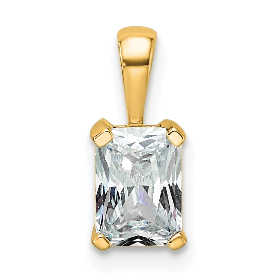 14K Gelbgold 0,75 ct. zertifizierter, im Labor gezüchteter Diamant VS/SI+ G+ Radiant-Schliff Anhänger mit Vierkrallenfassung