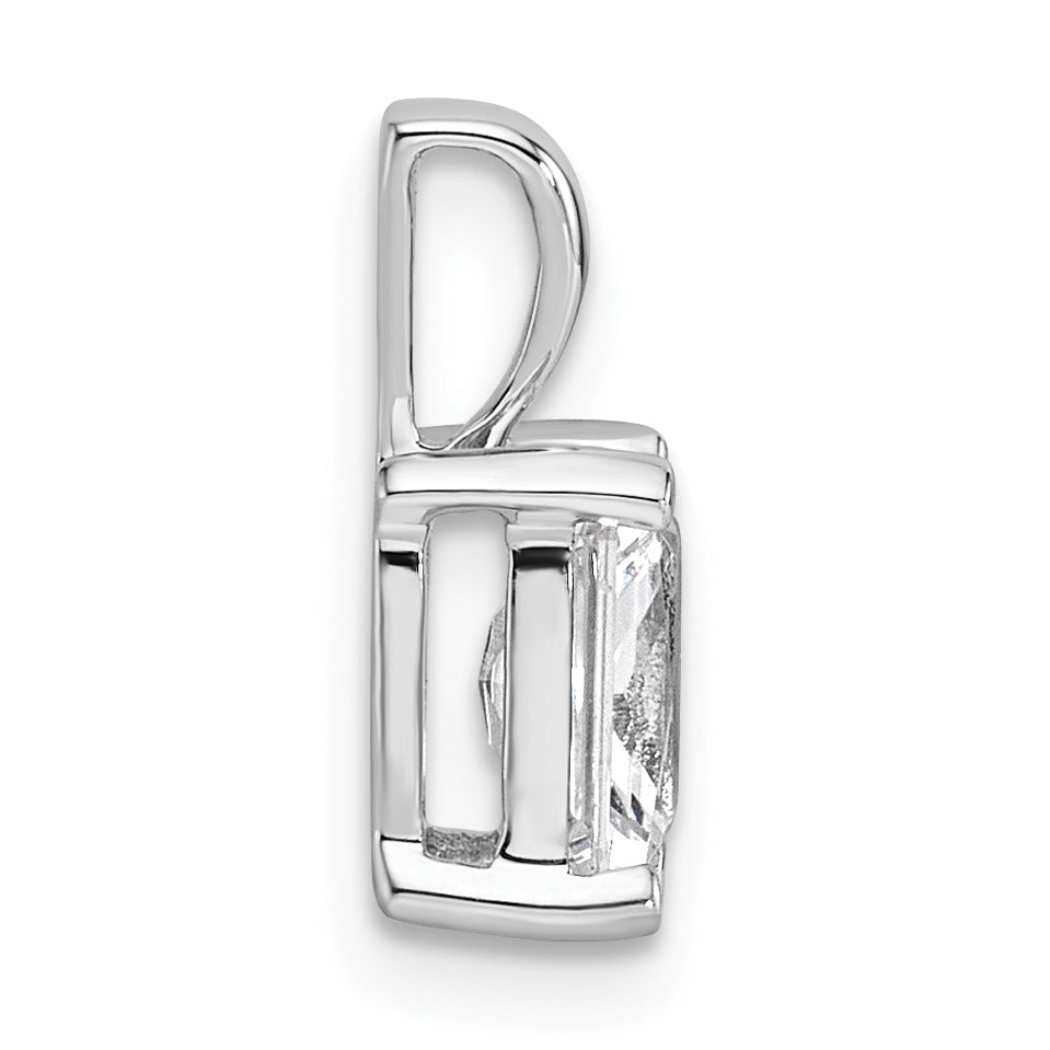 14K Weißgold Anhänger mit 1 ct. zertifiziertem, laborgezüchtetem Diamant VS/SI+ G+ im Radiant-Schliff, Vier-Krappen-Fassung