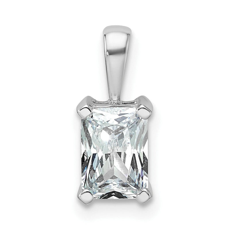 14K Weißgold 1 ct. Radiant-Schliff Labor-Diamant VS/SI+ G+ Anhänger mit vierzackiger Krappenfassung, komplett