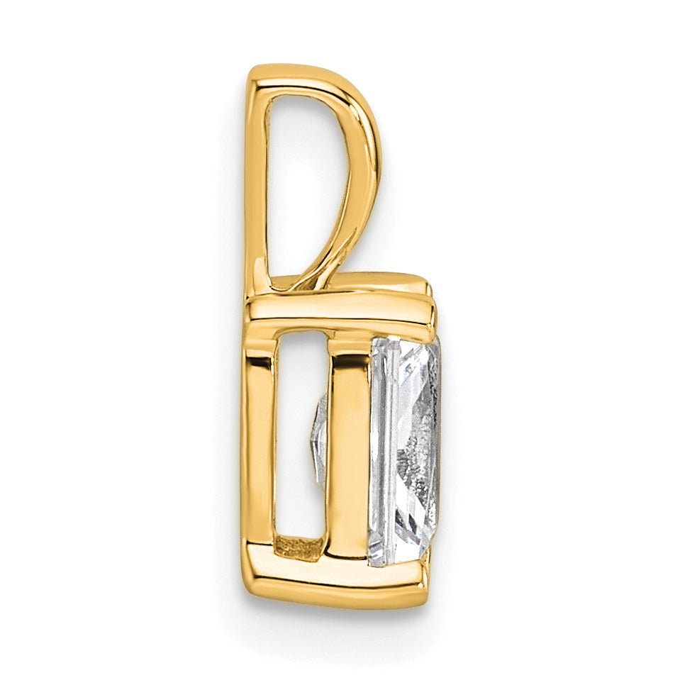 14K Gelbgold Anhänger mit 1 ct. zertifiziertem, im Labor gezüchtetem Diamant im Radiant-Schliff, VS/SI+ G+, Vierzack-Fassung