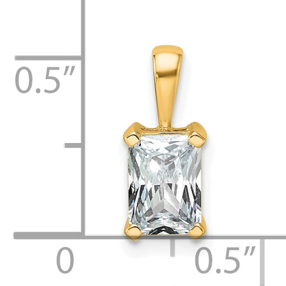 14K Gelbgold Anhänger mit 1 ct. im Labor gezüchtetem Diamant VS/SI+ G+ im Radiant-Schliff, Vierzacken-Fassung