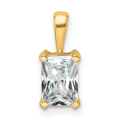 14K Gelbgold Anhänger mit 1 ct. im Labor gezüchtetem Diamant VS/SI+ G+ im Radiant-Schliff, Vierzacken-Fassung
