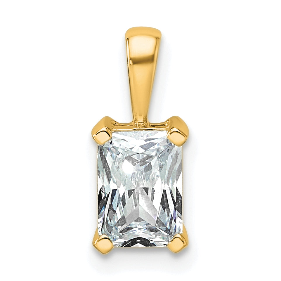 14K Gelbgold Anhänger mit 1 ct. zertifiziertem, im Labor gezüchtetem Diamant im Radiant-Schliff, VS/SI+ G+, Vierzack-Fassung