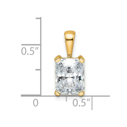 14k Gelbgold Anhänger mit 2 ct. im Labor gezüchtetem Diamant VS/SI+ G+ im Radiant-Schliff mit Vier-Krappen-Fassung