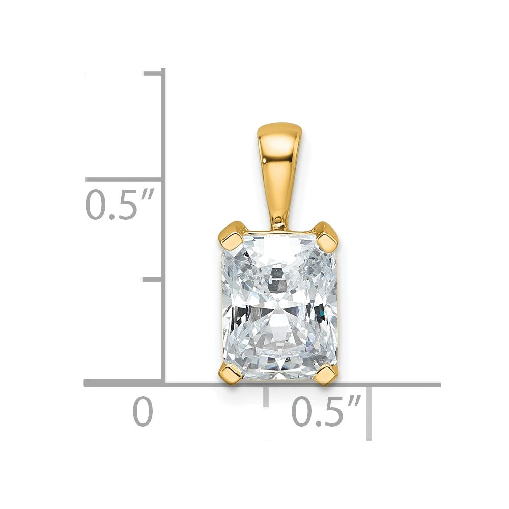 14K Gelbgold 2 ct. zertifizierter, im Labor gezüchteter Diamant VS/SI+ G+ im Radiant-Schliff, Komplettanhänger mit Vierzackenfassung