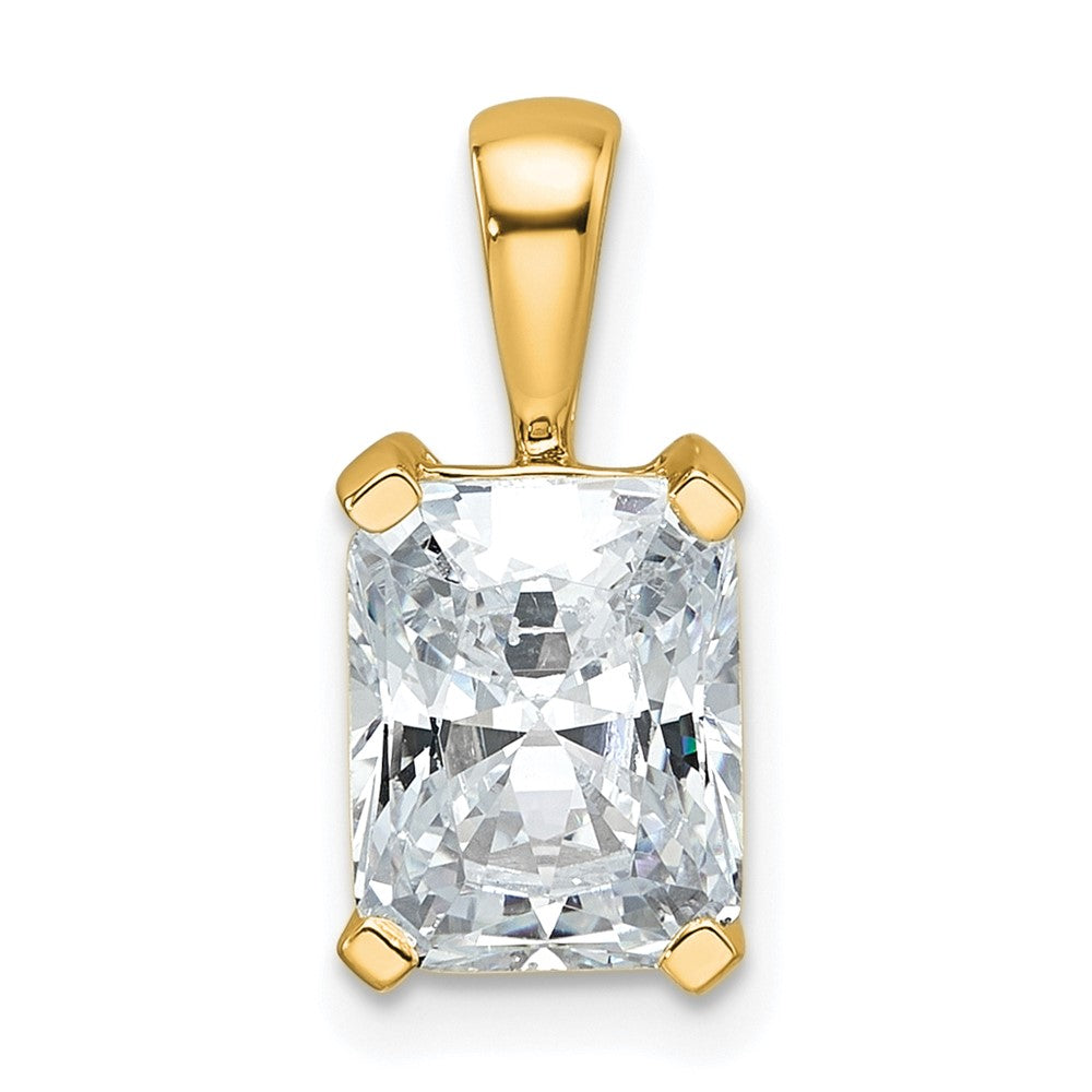 14K Gelbgold 2 ct. zertifizierter, im Labor gezüchteter Diamant VS/SI+ G+ im Radiant-Schliff, Komplettanhänger mit Vierzackenfassung