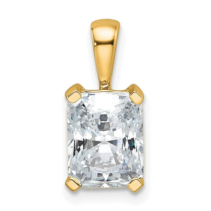 14k Gelbgold Anhänger mit 2 ct. im Labor gezüchtetem Diamant VS/SI+ G+ im Radiant-Schliff mit Vier-Krappen-Fassung