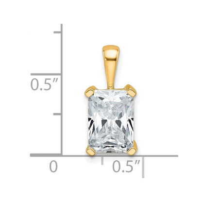 14K Gelbgold 2,5 ct. Laborgezüchteter Diamant VS/SI+ G+ Radiant Vierkrappen-Anhänger