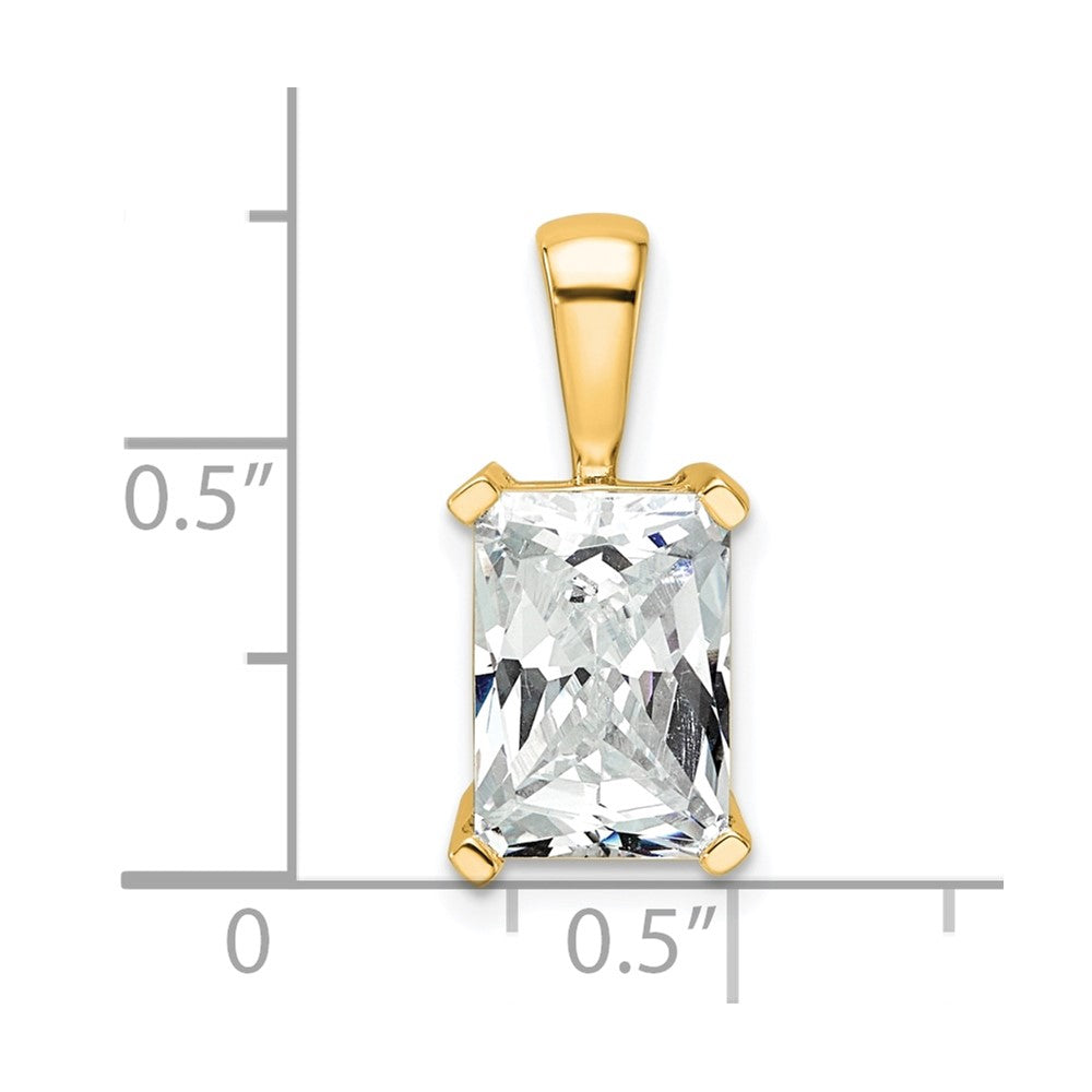 14K Gelbgold Anhänger mit 3 ct. im Radiant-Schliff gezüchtetem Labordiamant VS/SI+ G+ mit Vierzackenfassung