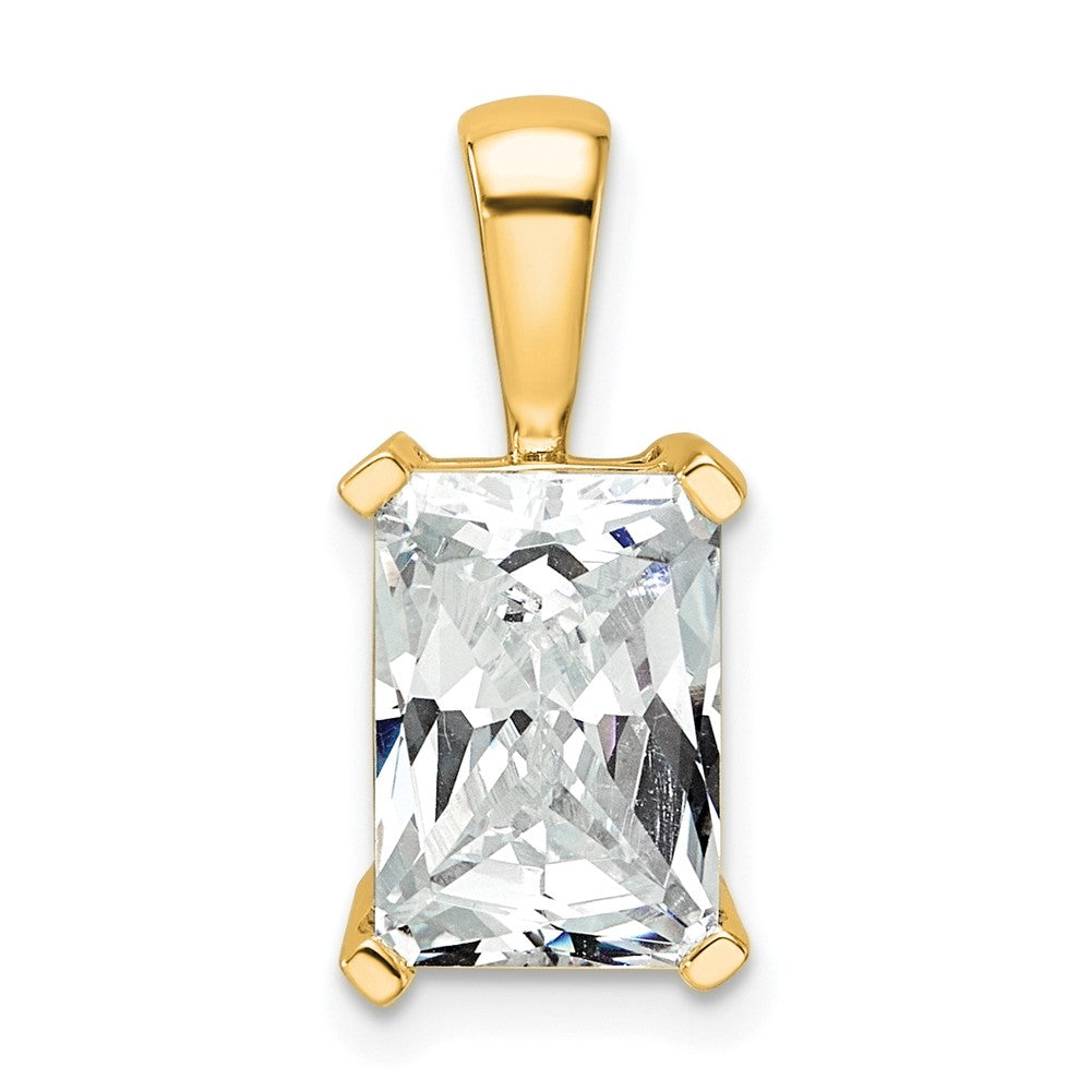 14K Gelbgold Anhänger mit 3 ct. zertifiziertem, im Labor gezüchtetem Diamanten im Radiant-Schliff, VS/SI+ G+, komplette Vierzackenfassung