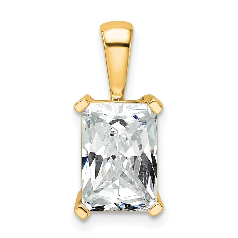14K Gelbgold Anhänger mit 3 ct. zertifiziertem, im Labor gezüchtetem Diamanten im Radiant-Schliff, VS/SI+ G+, komplette Vierzackenfassung