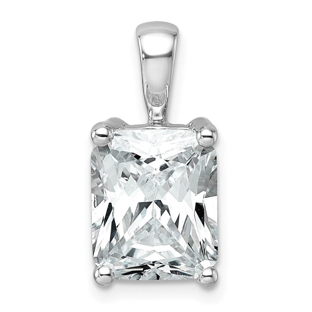 14K Weißgold Anhänger mit 4 ct. zertifizierten, im Labor gezüchteten Diamanten im Radiant-Schliff, VS/SI+ G+, komplett mit Vier-Krappen-Fassung