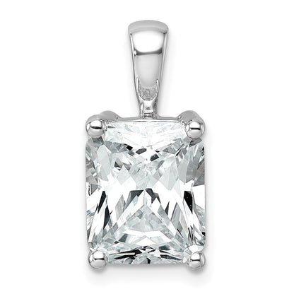 14K Weißgold Anhänger mit 4 ct. zertifizierten, im Labor gezüchteten Diamanten im Radiant-Schliff, VS/SI+ G+, komplett mit Vier-Krappen-Fassung