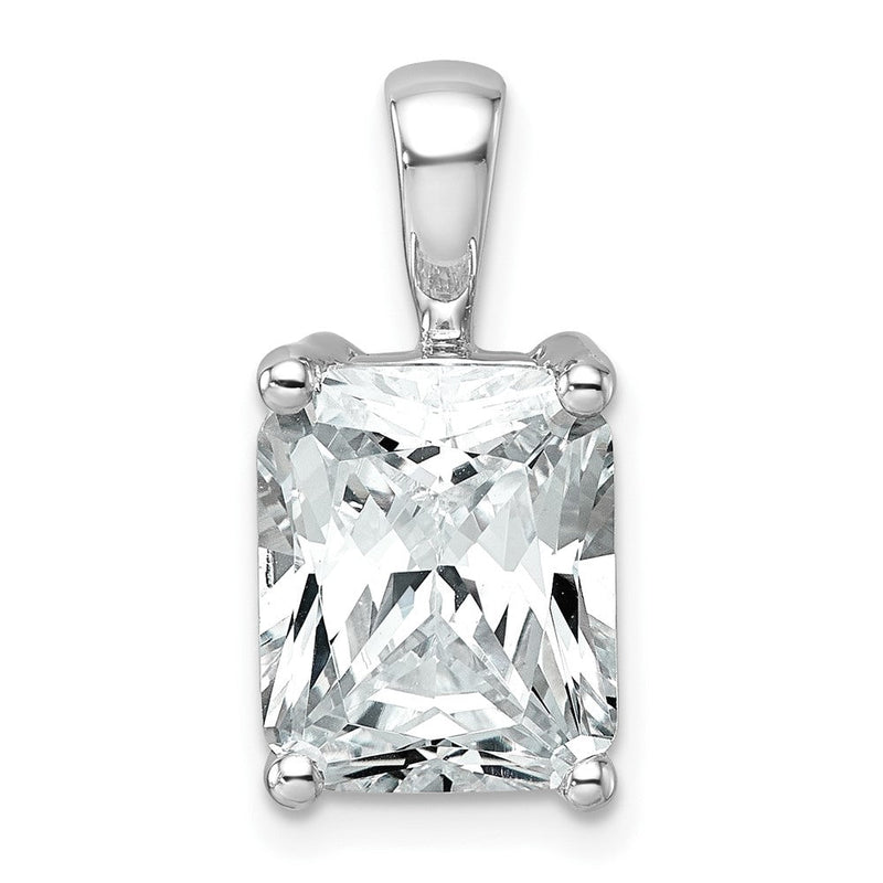 14K Weißgold Anhänger mit 4 ct. zertifizierten, im Labor gezüchteten Diamanten im Radiant-Schliff, VS/SI+ G+, komplett mit Vier-Krappen-Fassung