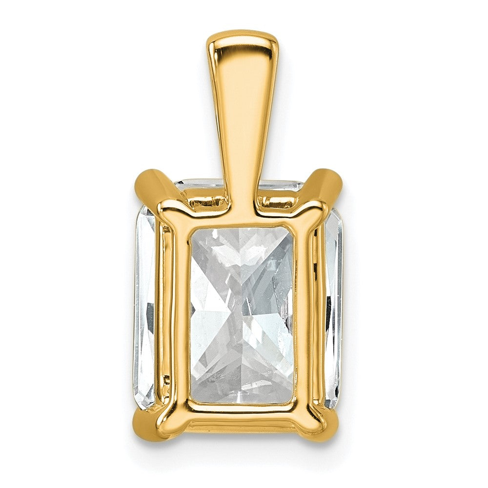 14K Gelbgold Anhänger mit 4 ct. im Radiant-Schliff gezüchtetem Labordiamant VS/SI+ G+ mit Vierzack-Fassung, komplett