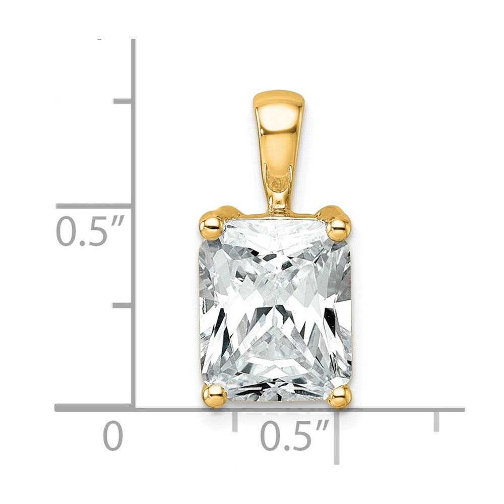 14K Gelbgold Anhänger mit 4 ct. im Radiant-Schliff gezüchtetem Labordiamant VS/SI+ G+ mit Vierzack-Fassung, komplett