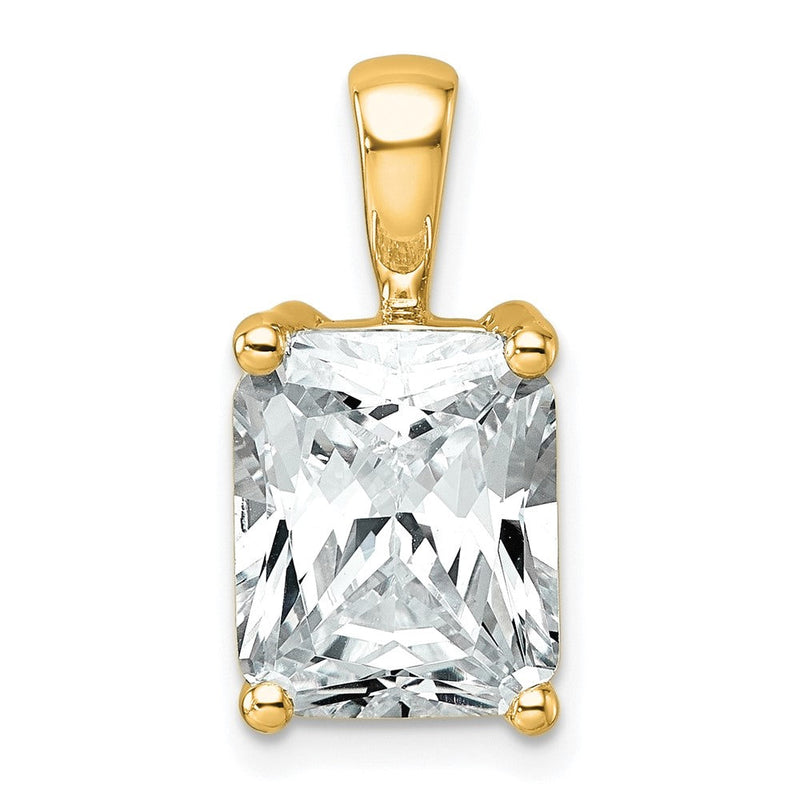 14K Gelbgold Anhänger mit 4 ct. im Radiant-Schliff gezüchtetem Labordiamant VS/SI+ G+ mit Vierzack-Fassung, komplett