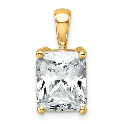 14 Karat Gelbgold 4 ct. zertifizierter Labor-Diamant VS/SI+ G+ Radiant-Schliff Anhänger mit Vierkrappenfassung