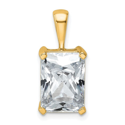 14K Gelbgold 5 ct. im Labor gezüchteter Diamant VS/SI+ G+ Radiant-Schliff Komplett-Anhänger mit Vierkrappenfassung