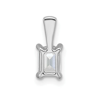 14k Weißgold Anhänger mit 0,5 ct. zertifizierten, im Labor gezüchteten Diamanten VS/SI+ G+ im Smaragdschliff mit Vierprong-Fassung