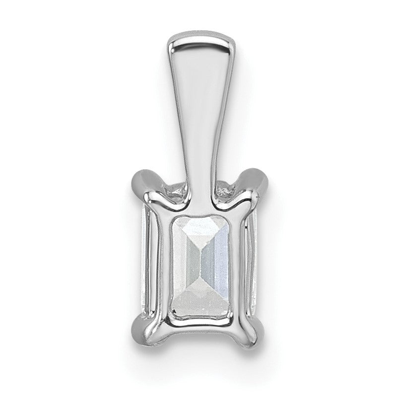 14K Weißgold Anhänger mit 0,5 ct. Laborgezüchteten Diamanten VS/SI+ G+, Smaragdschliff, Vierkrappenfassung