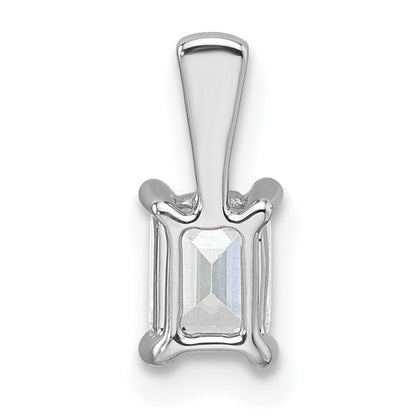 14K Weißgold Anhänger mit 0,5 ct. Laborgezüchteten Diamanten VS/SI+ G+, Smaragdschliff, Vierkrappenfassung