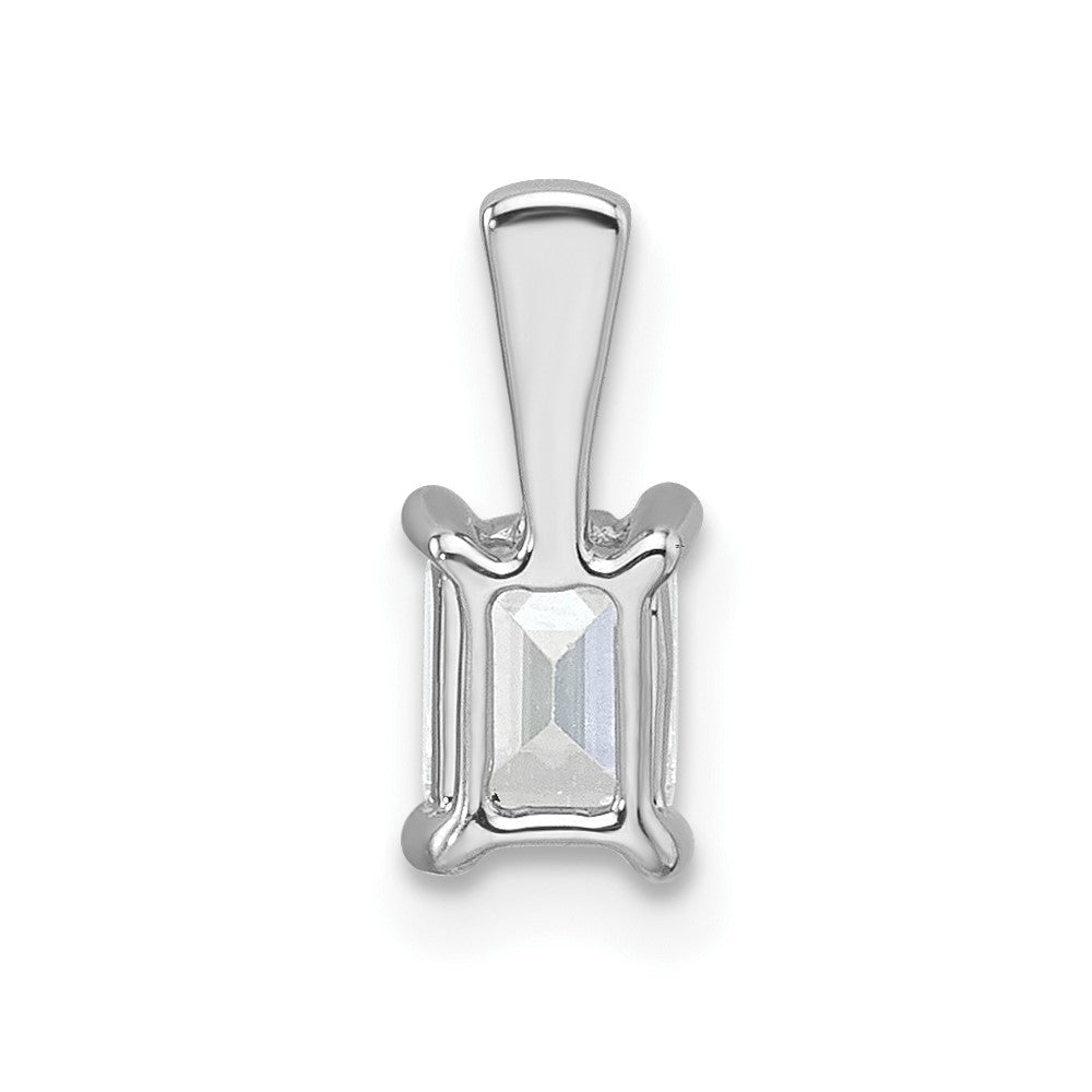 14K Weißgold Anhänger mit 0,5 ct. Laborgezüchteten Diamanten VS/SI+ G+, Smaragdschliff, Vierkrappenfassung
