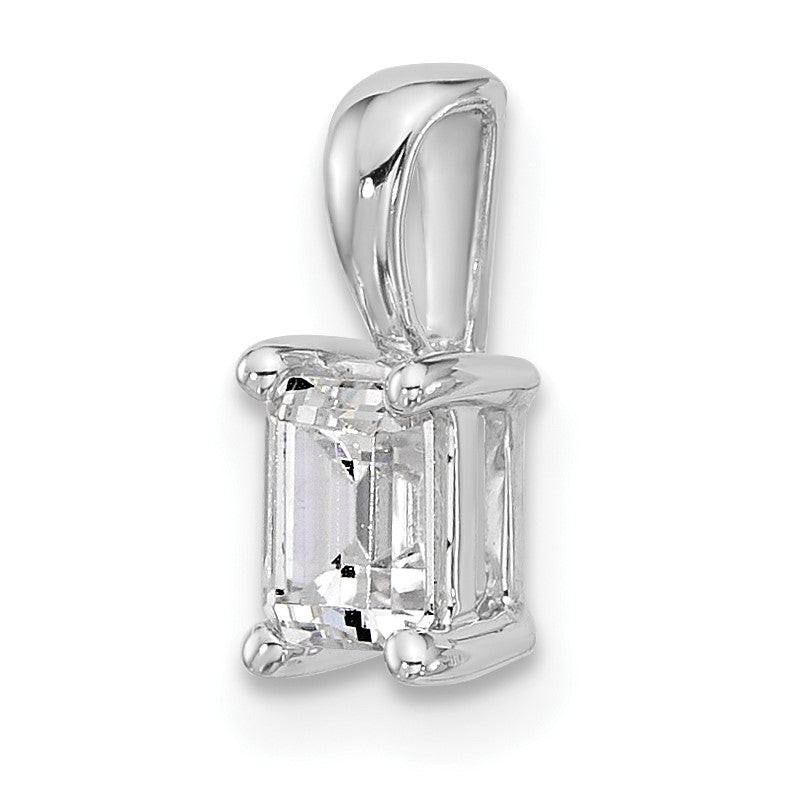 14K Weißgold Anhänger mit 0,5 ct. Laborgezüchteten Diamanten VS/SI+ G+, Smaragdschliff, Vierkrappenfassung