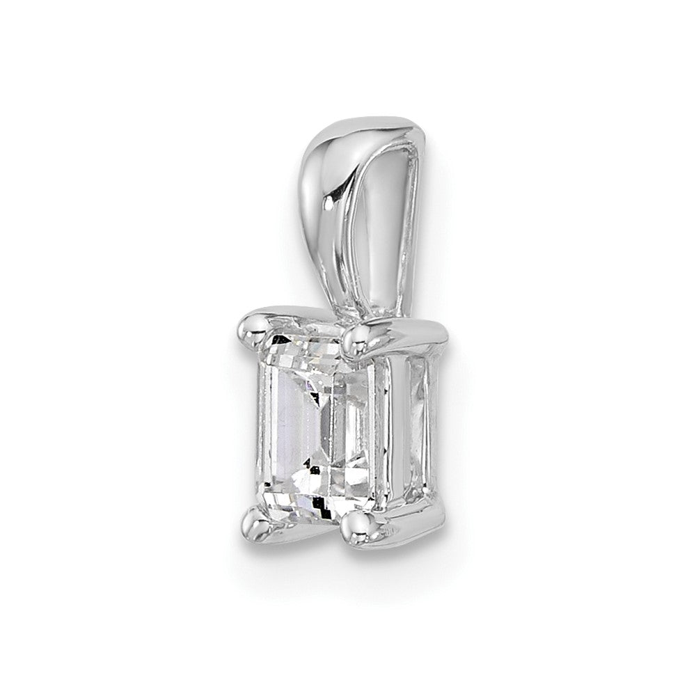14K Weißgold Anhänger mit 0,5 ct. Laborgezüchteten Diamanten VS/SI+ G+, Smaragdschliff, Vierkrappenfassung