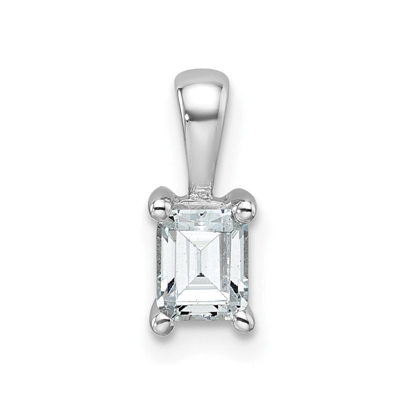14K Weißgold Anhänger mit 0,5 ct. Laborgezüchteten Diamanten VS/SI+ G+, Smaragdschliff, Vierkrappenfassung