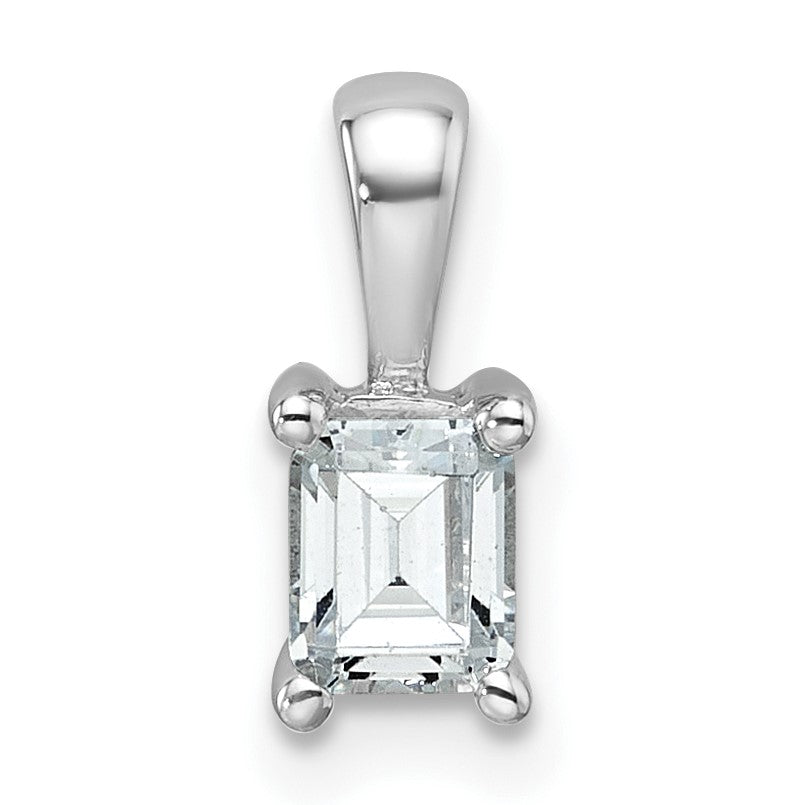 14K Weißgold Anhänger mit 0,5 ct. Laborgezüchteten Diamanten VS/SI+ G+, Smaragdschliff, Vierkrappenfassung