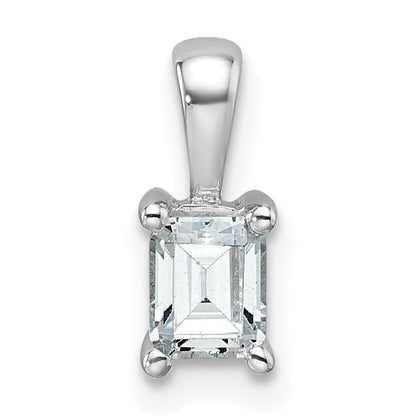 14K Weißgold Anhänger mit 0,5 ct. Laborgezüchteten Diamanten VS/SI+ G+, Smaragdschliff, Vierkrappenfassung