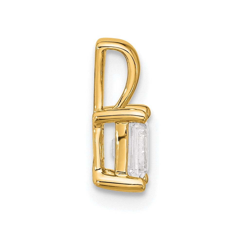 14 Karat Gelbgold 0,5 ct. zertifizierter Labor-Diamant VS/SI+ G+ Smaragdschliff Komplett-Anhänger mit Vierkrallenfassung