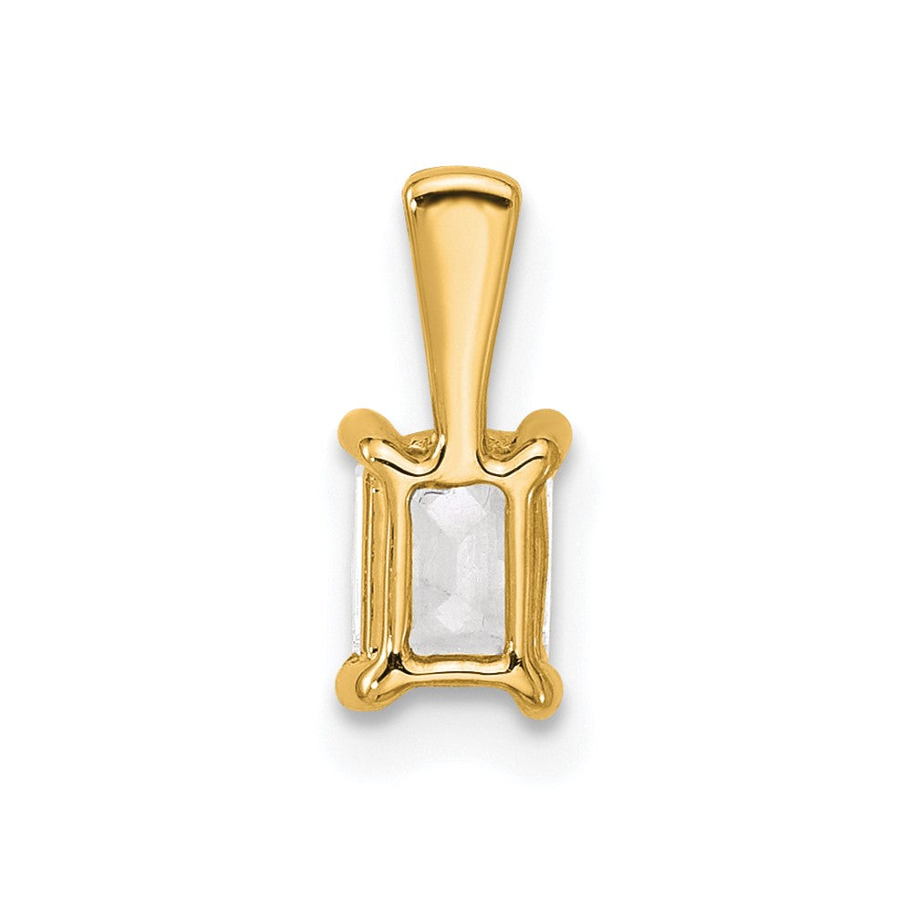 14 Karat Gelbgold 0,5 ct. zertifizierter Labor-Diamant VS/SI+ G+ Smaragdschliff Komplett-Anhänger mit Vierkrallenfassung