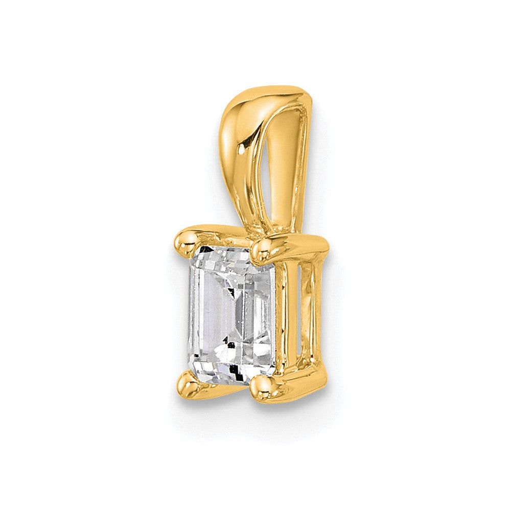 14 Karat Gelbgold 0,5 ct. zertifizierter Labor-Diamant VS/SI+ G+ Smaragdschliff Komplett-Anhänger mit Vierkrallenfassung