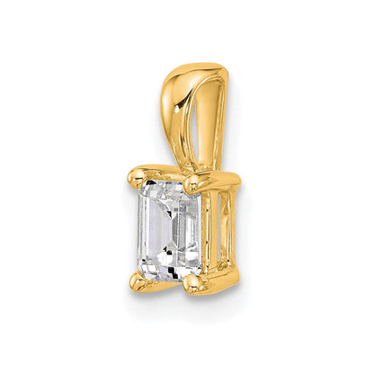14 Karat Gelbgold 0,5 ct. zertifizierter Labor-Diamant VS/SI+ G+ Smaragdschliff Komplett-Anhänger mit Vierkrallenfassung