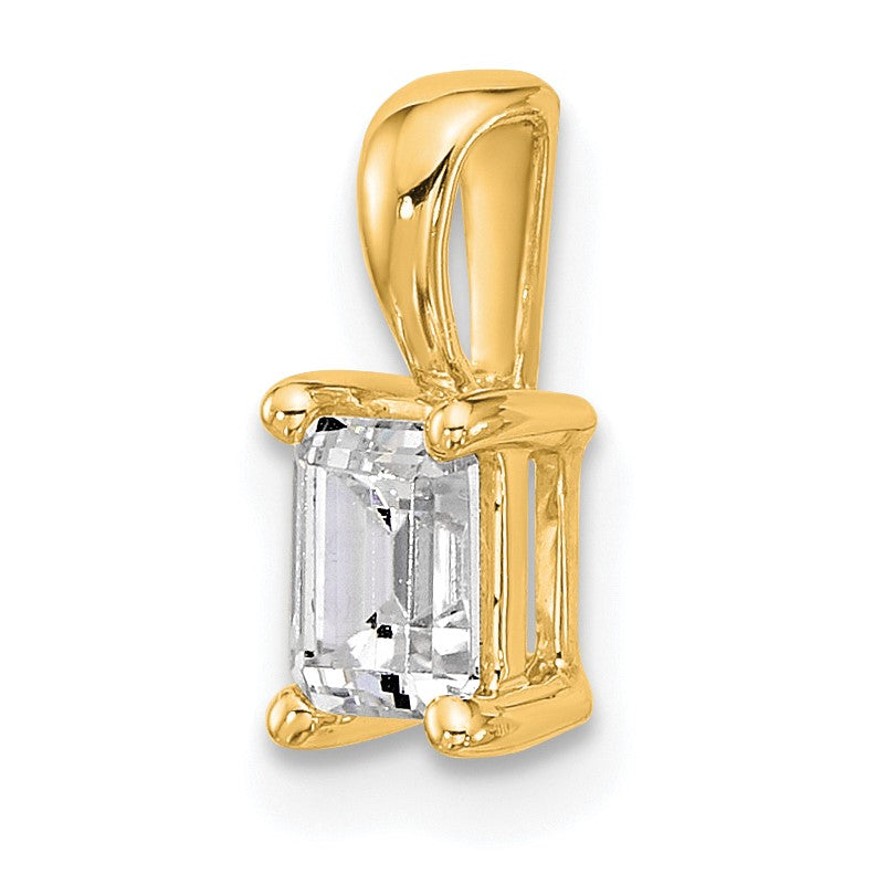 14K Gelbgold 0,5 ct. Laborgezüchteter Diamant VS/SI+ G+ Smaragdschliff Vierzack-Anhänger