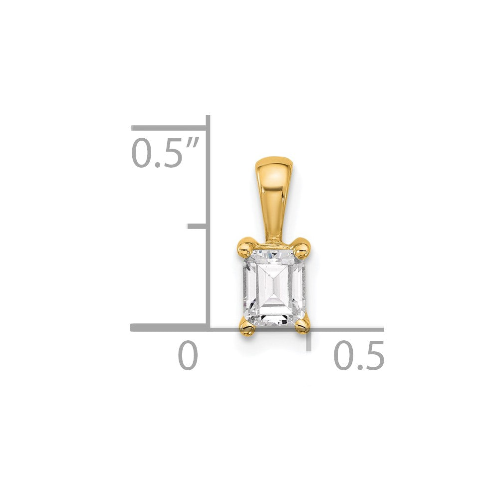 14K Gelbgold 0,5 ct. Laborgezüchteter Diamant VS/SI+ G+ Smaragdschliff Vierzack-Anhänger