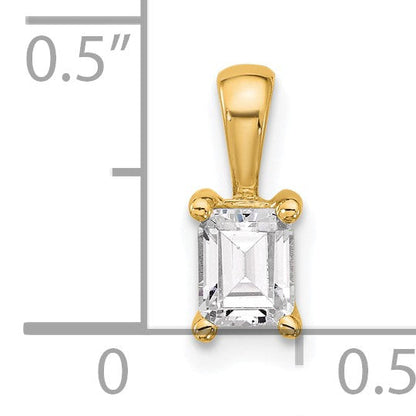 14K Gelbgold 0,5 ct. Laborgezüchteter Diamant VS/SI+ G+ Smaragdschliff Vierzack-Anhänger