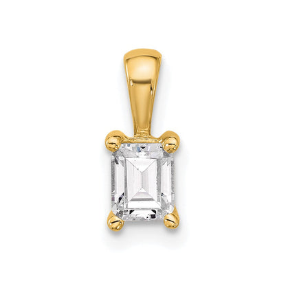 14 Karat Gelbgold 0,5 ct. zertifizierter Labor-Diamant VS/SI+ G+ Smaragdschliff Komplett-Anhänger mit Vierkrallenfassung