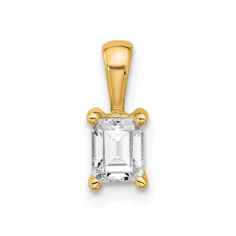 14 Karat Gelbgold 0,5 ct. zertifizierter Labor-Diamant VS/SI+ G+ Smaragdschliff Komplett-Anhänger mit Vierkrallenfassung