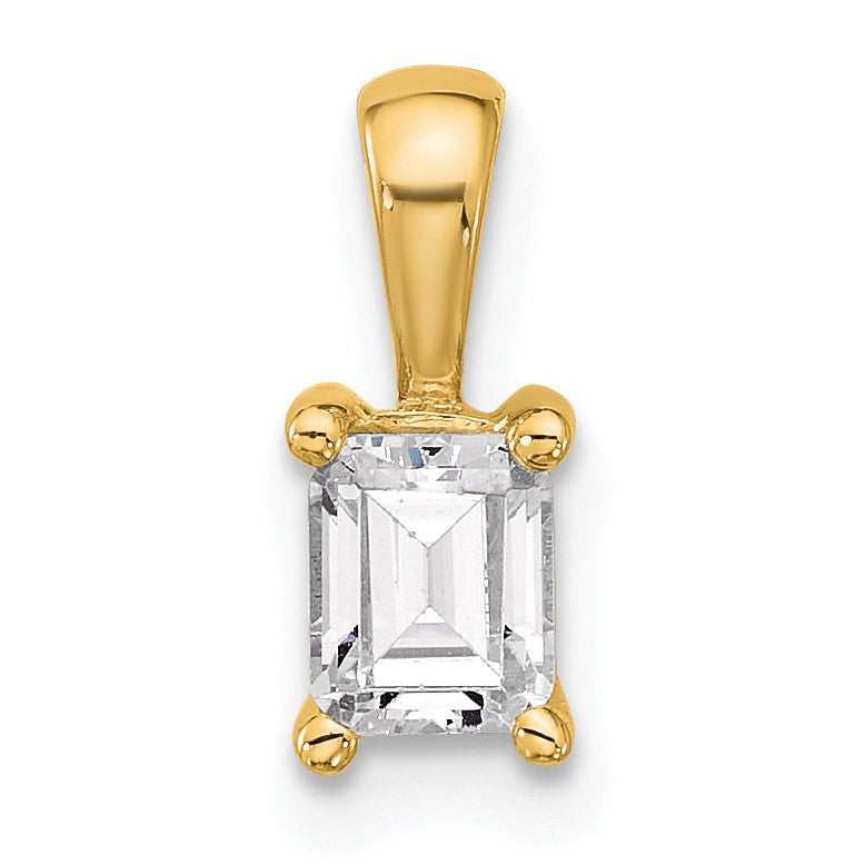 14K Gelbgold 0,5 ct. Laborgezüchteter Diamant VS/SI+ G+ Smaragdschliff Vierzack-Anhänger