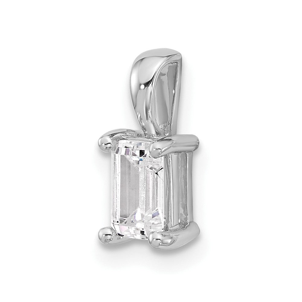 14K Weißgold 0,75 ct. Laborgezüchteter Diamant VS/SI+ G+ Smaragdschliff Vierkrappen-Komplettanhänger