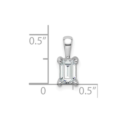 14K Weißgold 0,75 ct. Laborgezüchteter Diamant VS/SI+ G+ Smaragdschliff Vierkrappen-Komplettanhänger